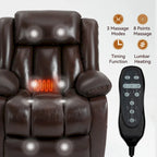 Dual Motor Infinite Position Up to 350 LBS Electric Medium size Genuine Leather Brown Power Lift Recliner Chair