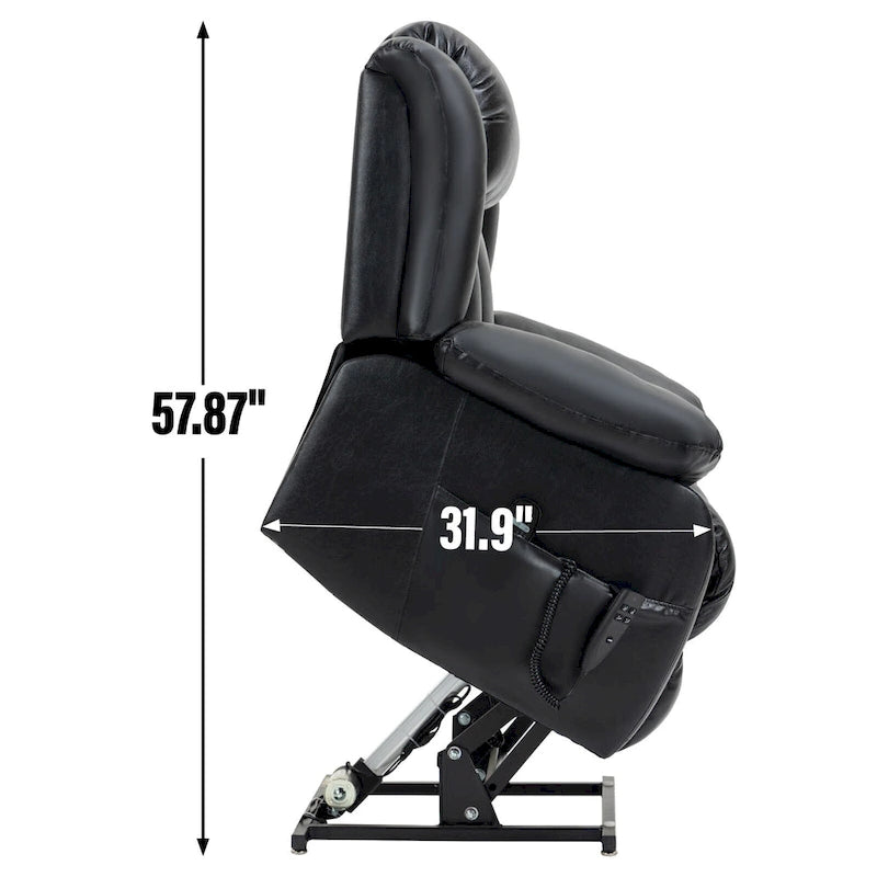 Dual Motor Infinite Position Up to 350 LBS Electric Medium size Genuine Leather Brown Power Lift Recliner Chair