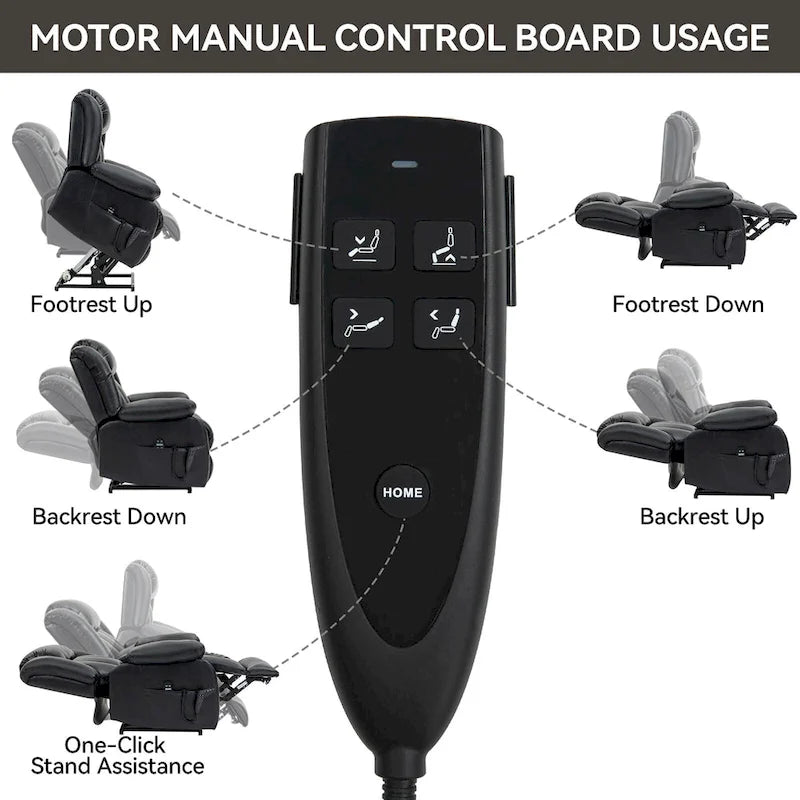 Dual Motor Infinite Position Up to 350 LBS Electric Medium size Genuine Leather Brown Power Lift Recliner Chair