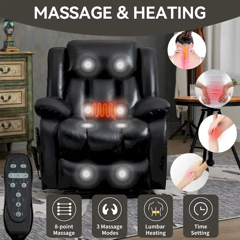 Dual Motor Infinite Position Up to 350 LBS Electric Medium size Genuine Leather Brown Power Lift Recliner Chair