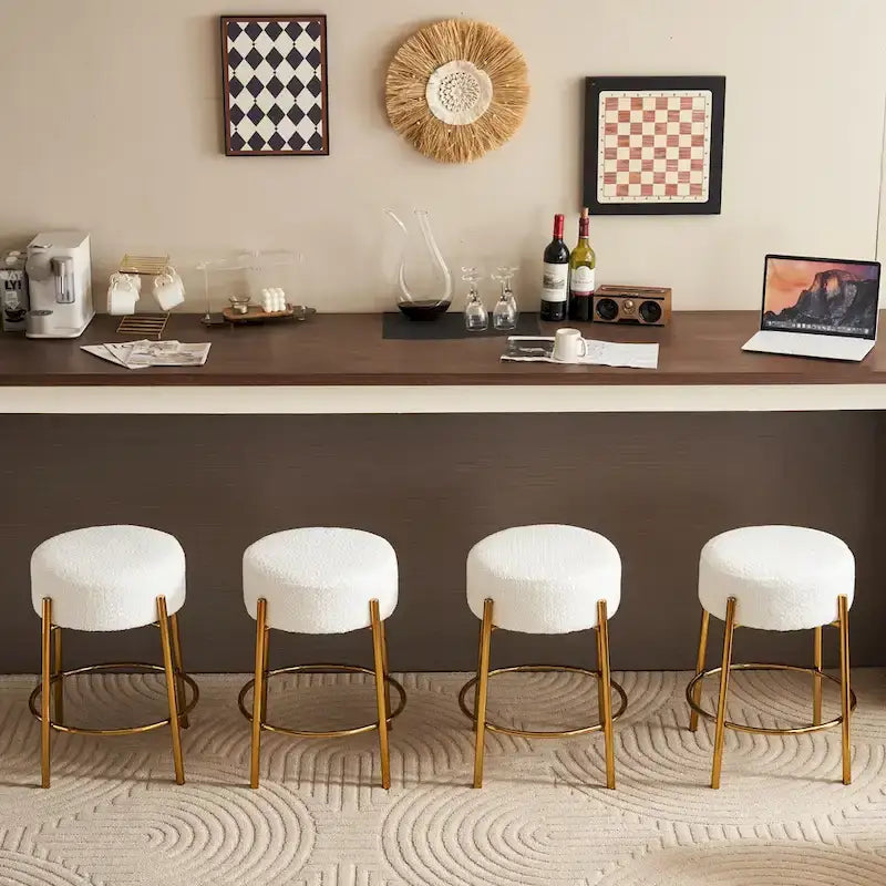 Beige+Gold Modern 20 Barstools (Set of 2)