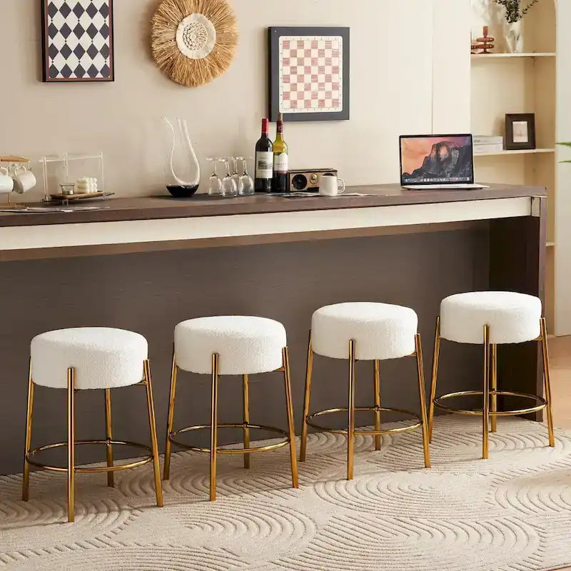 Beige+Gold Modern 20 Barstools (Set of 2)