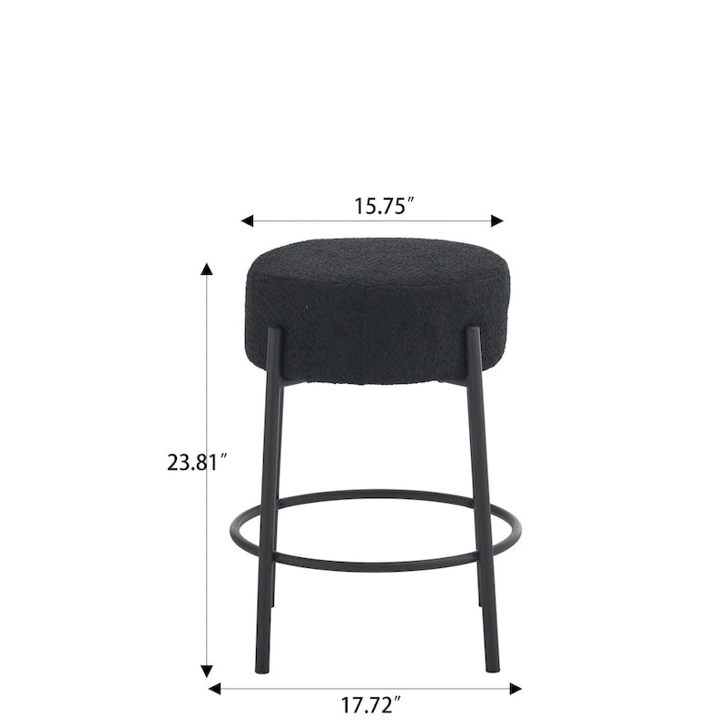 Black Modern 20 Barstools with Sturdy Hardware Support Legs (Set of 2)