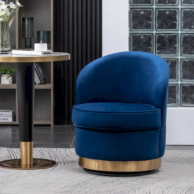 Blue 22 Upholstered Velvet Accent Chair with Swivel Base