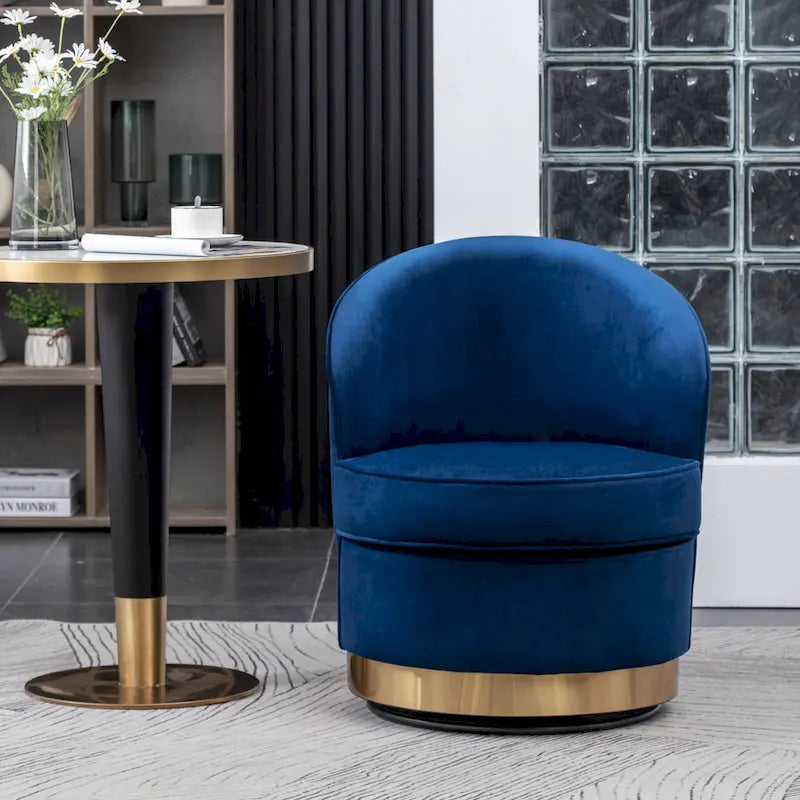 Blue 22 Upholstered Velvet Accent Chair with Swivel Base