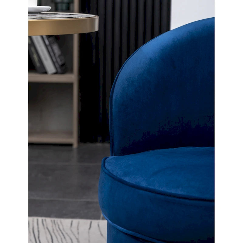 Blue 22 Upholstered Velvet Accent Chair with Swivel Base