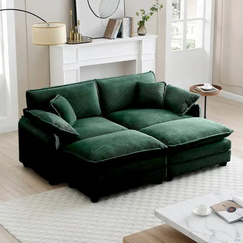 DIY Customization Corduroy Upholstered Armless Modular Sectional Sofa
