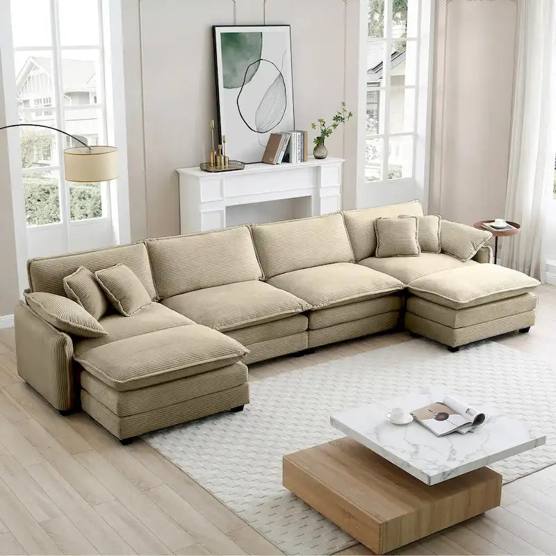 DIY Customization Corduroy Upholstered Armless Modular Sectional Sofa