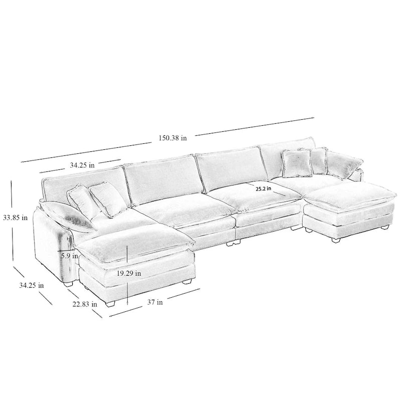 DIY Customization Corduroy Upholstered Armless Modular Sectional Sofa