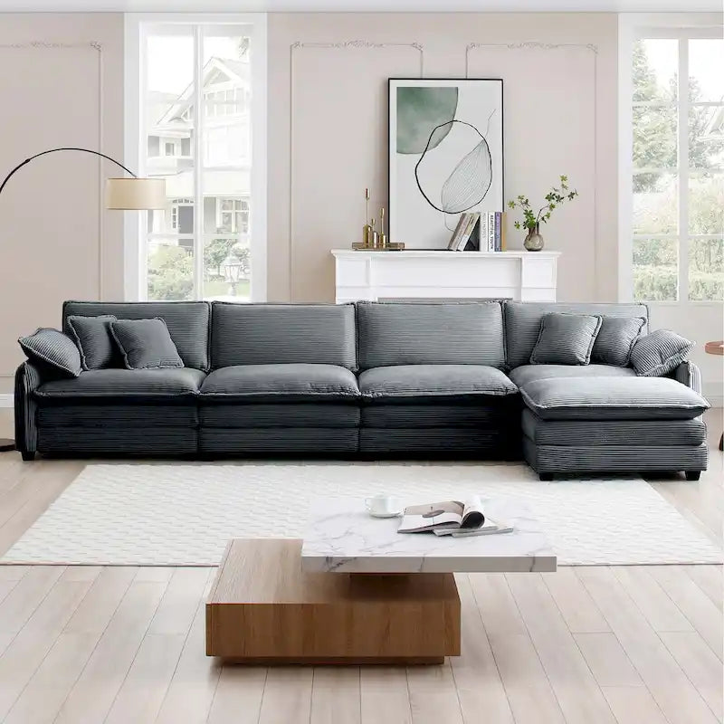 DIY Customization Corduroy Upholstered Armless Modular Sectional Sofa