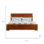 HomeRoots Brown Inlaid Panels Solid Wood Full Bed Frame