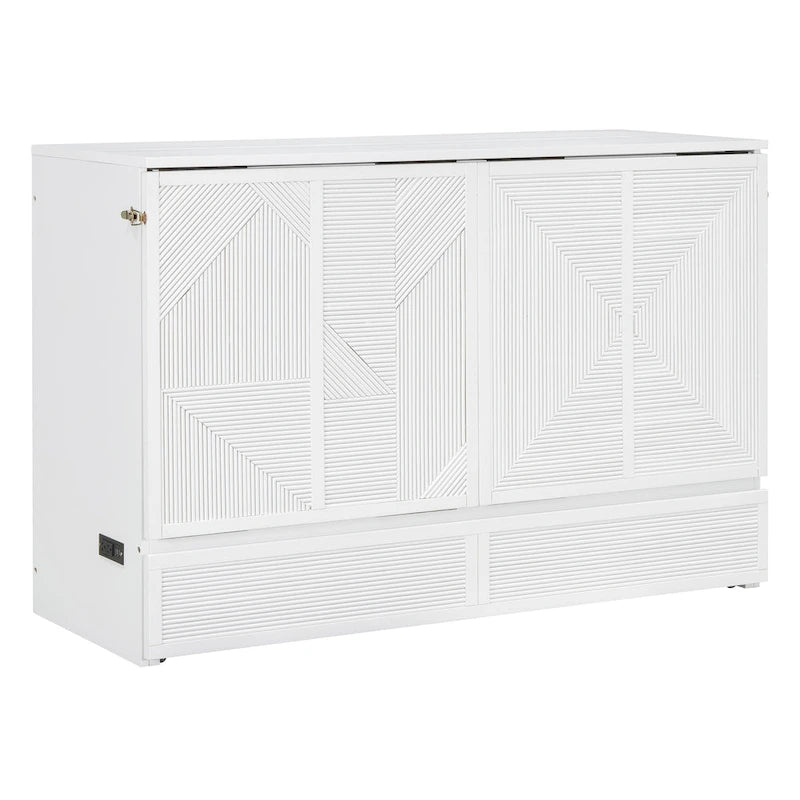 Queen Size Murphy Bed with Large Drawer,USB Ports and Outlets