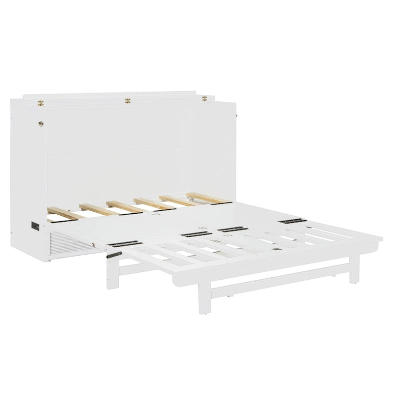 Queen Size Murphy Bed with Large Drawer,USB Ports and Outlets