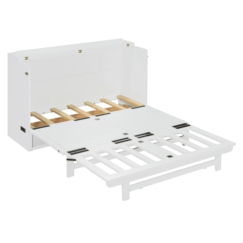 Queen Size Murphy Bed with Large Drawer,USB Ports and Outlets