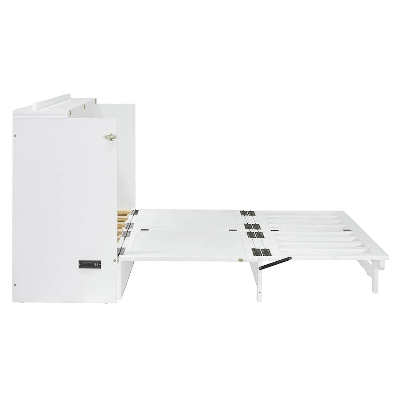 Queen Size Murphy Bed with Large Drawer,USB Ports and Outlets