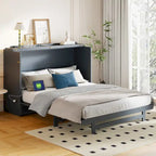 Queen Size Murphy Bed with Large Drawer,USB Ports and Outlets