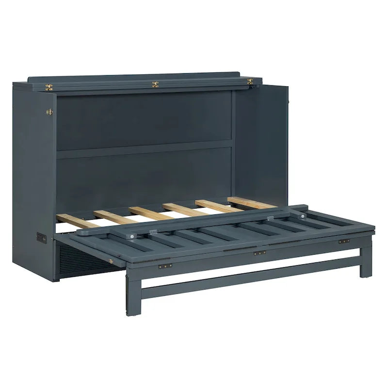 Queen Size Murphy Bed with Large Drawer,USB Ports and Outlets