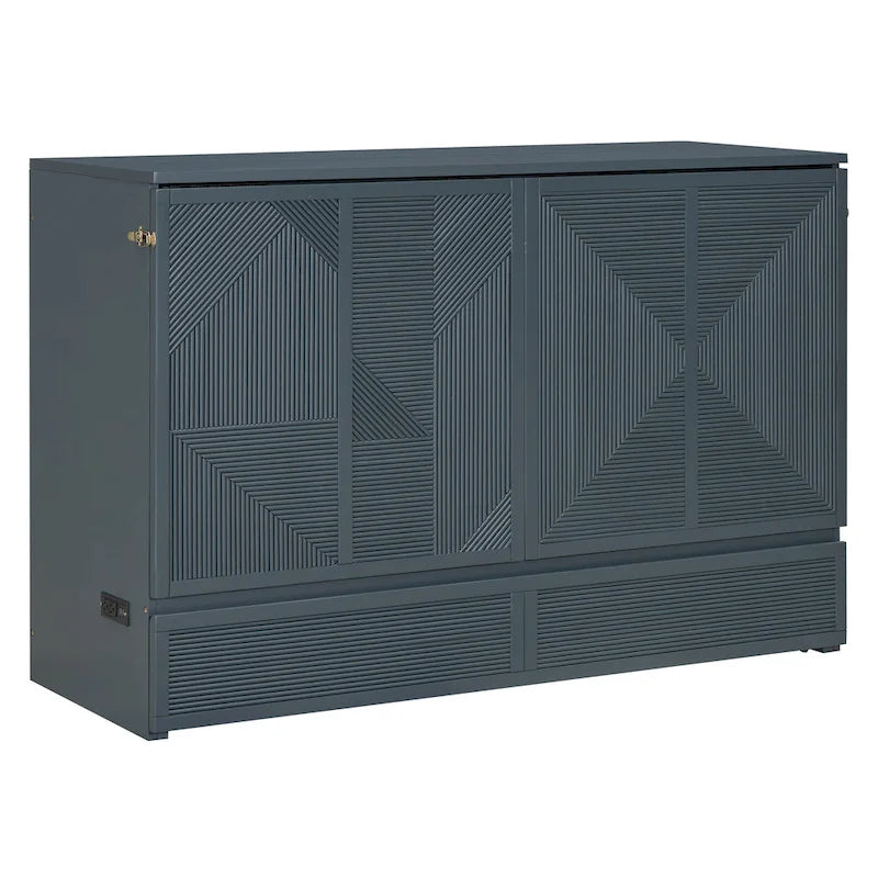 Queen Size Murphy Bed with Large Drawer,USB Ports and Outlets