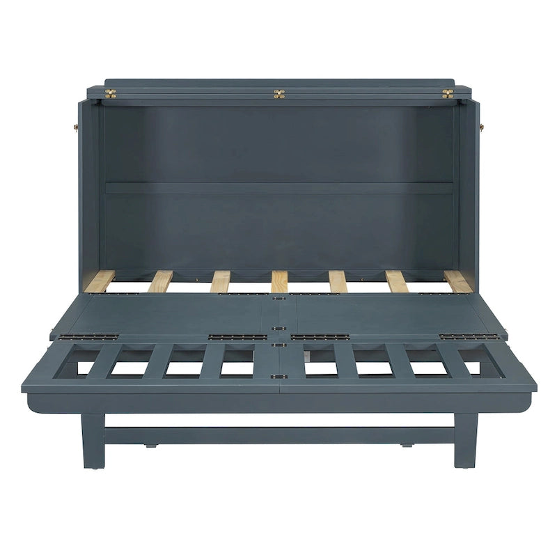 Queen Size Murphy Bed with Large Drawer,USB Ports and Outlets