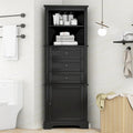 Black Triangle Tall Cabinet with 3 Drawers and Adjustable Shelves for Bathroom, Kitchen or Living Room