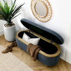 GDFStudio - Clara Upholstered Storage Ottoman Bench with Sturdy Oval Wood Legs