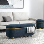 GDFStudio - Clara Upholstered Storage Ottoman Bench with Sturdy Oval Wood Legs
