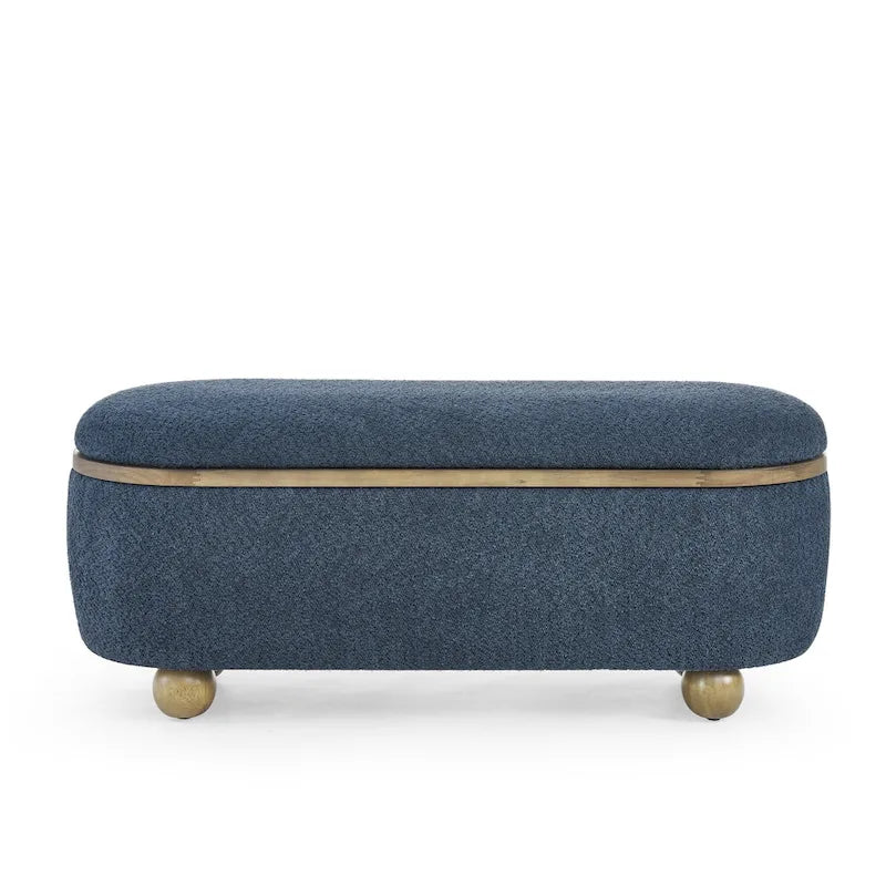 GDFStudio - Clara Upholstered Storage Ottoman Bench with Sturdy Oval Wood Legs
