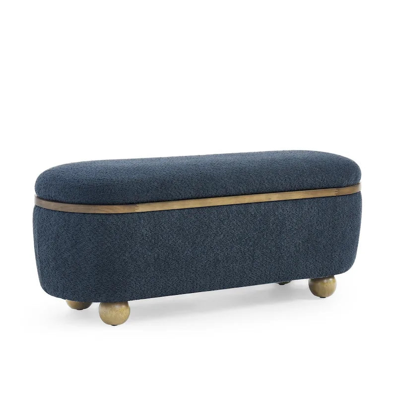 GDFStudio - Clara Upholstered Storage Ottoman Bench with Sturdy Oval Wood Legs