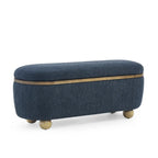 GDFStudio - Clara Upholstered Storage Ottoman Bench with Sturdy Oval Wood Legs