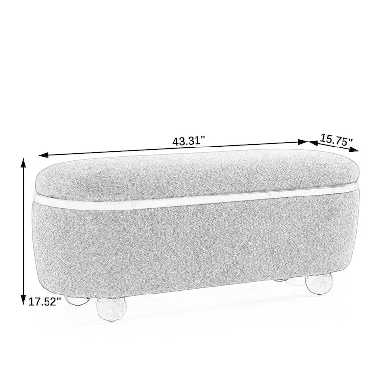 GDFStudio - Clara Upholstered Storage Ottoman Bench with Sturdy Oval Wood Legs