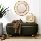 GDFStudio - Clara Upholstered Storage Ottoman Bench with Sturdy Oval Wood Legs