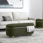 GDFStudio - Clara Upholstered Storage Ottoman Bench with Sturdy Oval Wood Legs