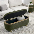 GDFStudio - Clara Upholstered Storage Ottoman Bench with Sturdy Oval Wood Legs