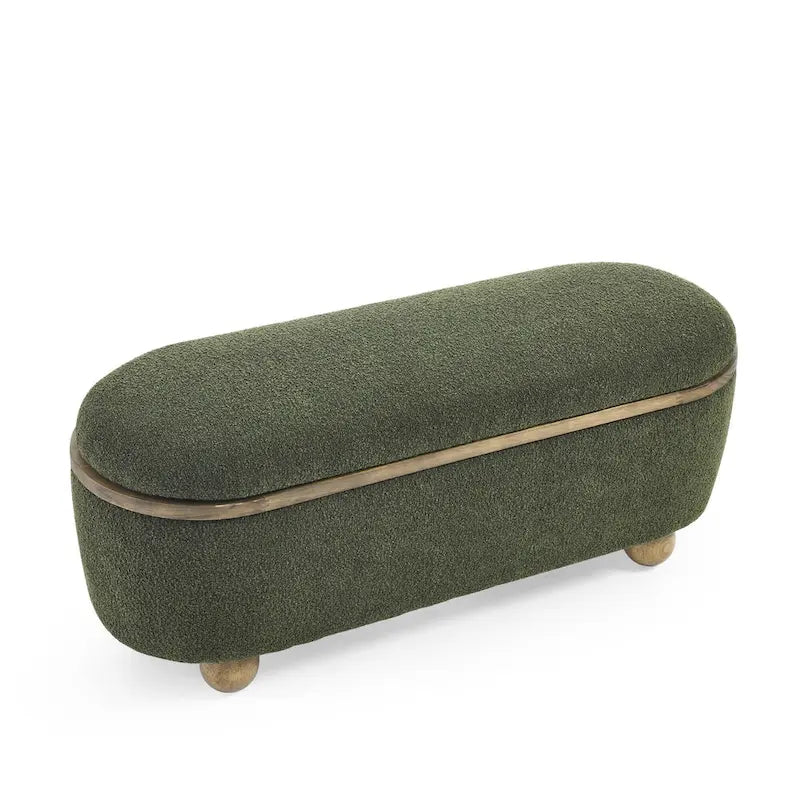 GDFStudio - Clara Upholstered Storage Ottoman Bench with Sturdy Oval Wood Legs