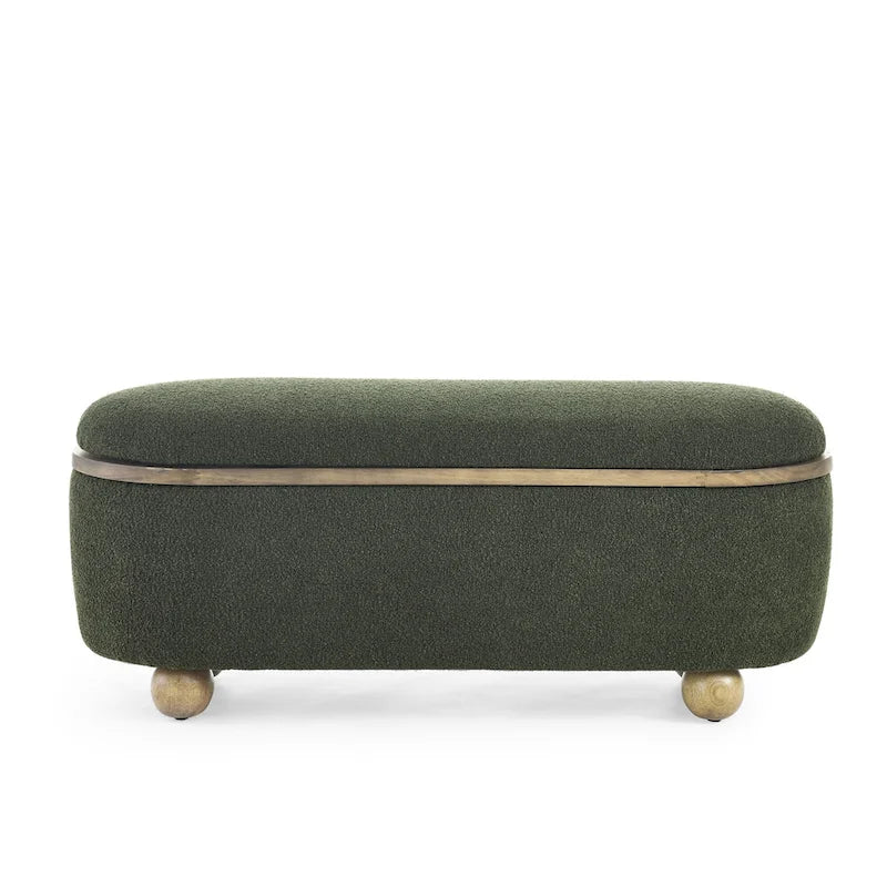 GDFStudio - Clara Upholstered Storage Ottoman Bench with Sturdy Oval Wood Legs