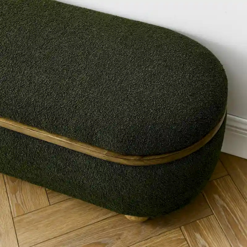 GDFStudio - Clara Upholstered Storage Ottoman Bench with Sturdy Oval Wood Legs