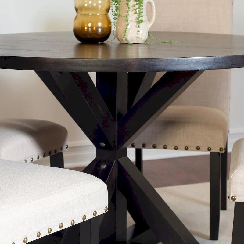 Home Dining Table and Chairs Set Vintage Dining Table and Chairs Set with Brass Nailhead Trim Chairs for Kitchen Dining Room