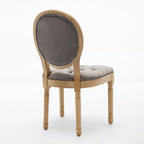 Solid Wood Frame Antique Dining Chair, Hand-Pulled Buckle Decoration Velvet Dining Chair with Nailhead Trim, Set of 2