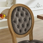 Solid Wood Frame Antique Dining Chair, Hand-Pulled Buckle Decoration Velvet Dining Chair with Nailhead Trim, Set of 2