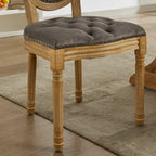 Solid Wood Frame Antique Dining Chair, Hand-Pulled Buckle Decoration Velvet Dining Chair with Nailhead Trim, Set of 2