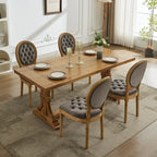 Solid Wood Frame Antique Dining Chair, Hand-Pulled Buckle Decoration Velvet Dining Chair with Nailhead Trim, Set of 2