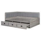 Wooden Daybed Sofa Bed Frame L-Shaped Storage Daybed with 3 Storage Drawers and 3 Built-in Storage Compartments