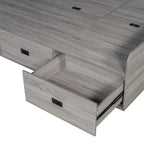 Wooden Daybed Sofa Bed Frame L-Shaped Storage Daybed with 3 Storage Drawers and 3 Built-in Storage Compartments