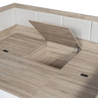 Wooden Daybed Sofa Bed Frame L-Shaped Storage Daybed with 3 Storage Drawers and 3 Built-in Storage Compartments