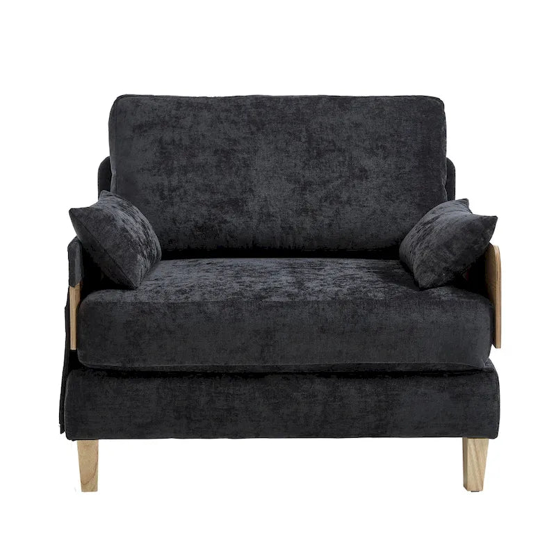 Chenille Upholstered 3-in-1 Convertible Sleeper Foldable Sofa Bed Recliner Chair with 3 Pillows