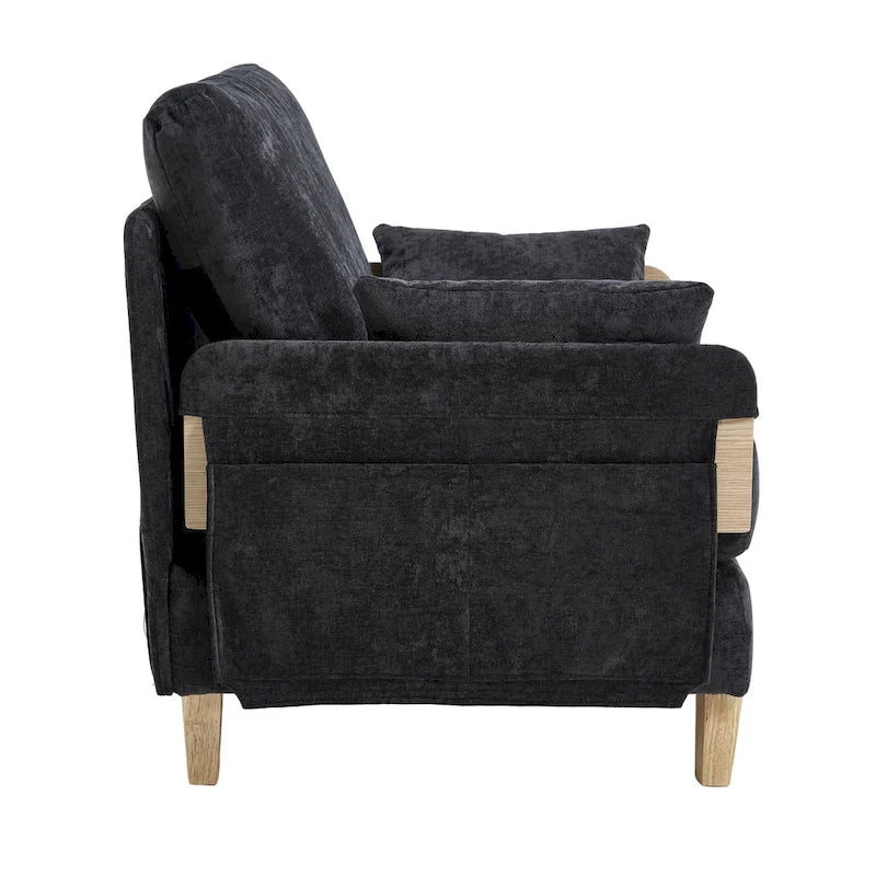 Chenille Upholstered 3-in-1 Convertible Sleeper Foldable Sofa Bed Recliner Chair with 3 Pillows