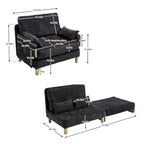 Chenille Upholstered 3-in-1 Convertible Sleeper Foldable Sofa Bed Recliner Chair with 3 Pillows