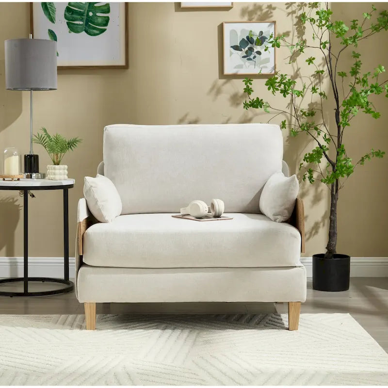 Chenille Upholstered 3-in-1 Convertible Sleeper Foldable Sofa Bed Recliner Chair with 3 Pillows