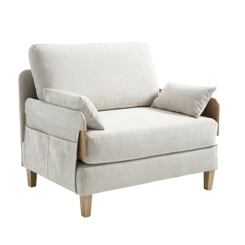 Chenille Upholstered 3-in-1 Convertible Sleeper Foldable Sofa Bed Recliner Chair with 3 Pillows