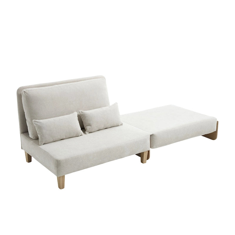 Chenille Upholstered 3-in-1 Convertible Sleeper Foldable Sofa Bed Recliner Chair with 3 Pillows